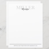 Papier Calligraphie moderne Nom simple du monogramme (Devant / Derrière)