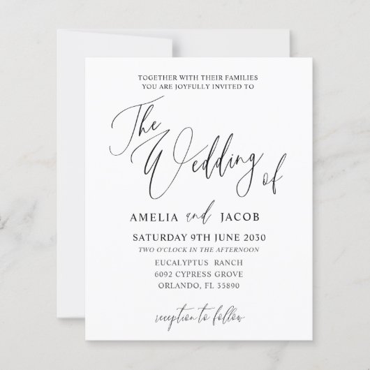 Papier Calligraphie noir et blanc Budget Code QR Mariage (Devant)