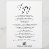 Papier Calligraphie noir et blanc I Spy Mariage Jeu (Devant)