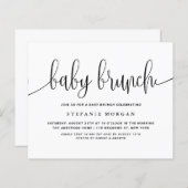 Papier Calligraphie noire Bébé Brunch Invitation (Devant / Derrière)