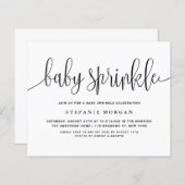 Papier Calligraphie noire Bébé Sprinkle Invitation (Devant / Derrière)