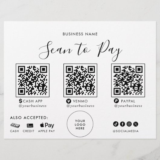 Papier Calligraphie officielle moderne QR Scan to Pay Sig (Devant)