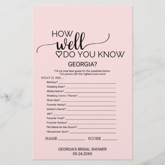 Papier Calligraphie rose pâle Ce qui est dans votre jeu d (Devant)