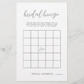 Papier Calligraphie Rustique Bingo Fête des mariées Jeu (Devant)