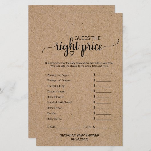 Papier Calligraphie rustique Faux Kraft Qu'est-ce que vot (Devant / Derrière)