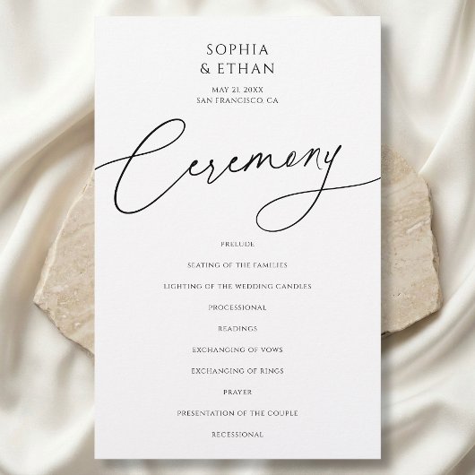 Papier Calligraphy Minimalist Wedding Program White