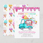 Papier Camion à glace budget 4e Anniversaire de enfant d' (Devant / Derrière)