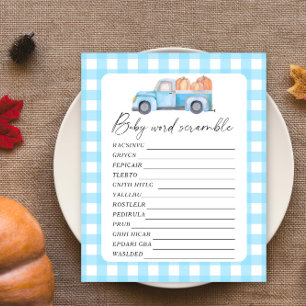 Papier Camion citrouille - Jeu de baby shower de course d