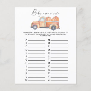 Papier Camion citrouille - Jeu de course de nom de bébé