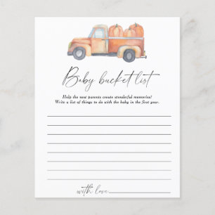 Papier Camion de citrouilles - Jeu de liste de bébé