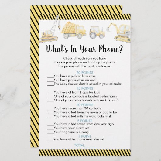 Papier Camion de construction Qu'est-ce que dans votre je (Devant / Derrière)