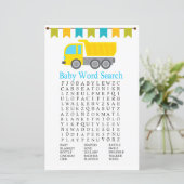 Papier Camion de vidage Baby shower Word Search Jeu (Debout devant)