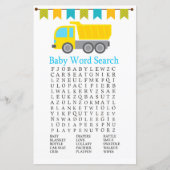 Papier Camion de vidage Baby shower Word Search Jeu (Devant)