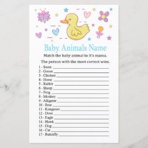 Papier Canard en caoutchouc Bébé Animaux Nom Jeu