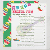 Papier Cancun Fiesta Baby shower mexicain jeu de question (Devant / Derrière)