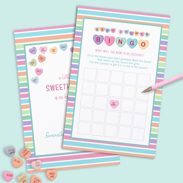 PAPIER CANDY HEART BABY SHOWER BINGO JEU (Créateur téléchargé)