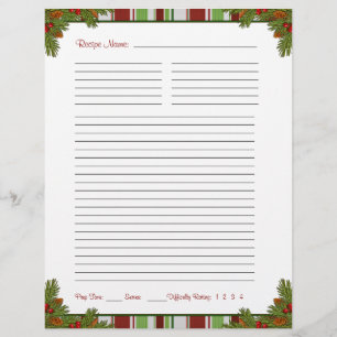 Papier Candy Stripes Noël Recette Classeur Insertions
