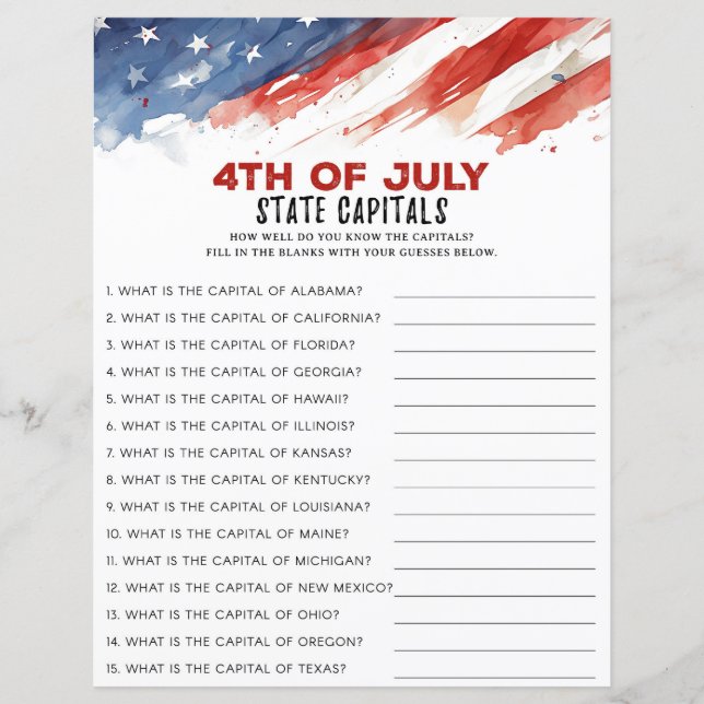 Papier Capitales d'État 4 juillet partie (Devant)