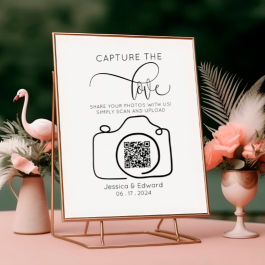 Papier Capturez L'Amour Qr Code Black Chic Mariage modern