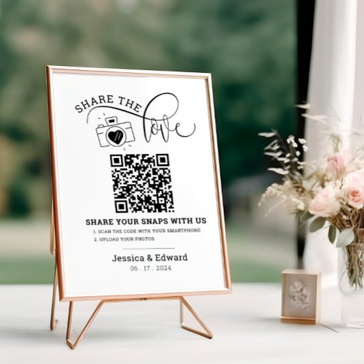 Papier Capturez L'Amour Qr Code Black Chic Mariage modern
