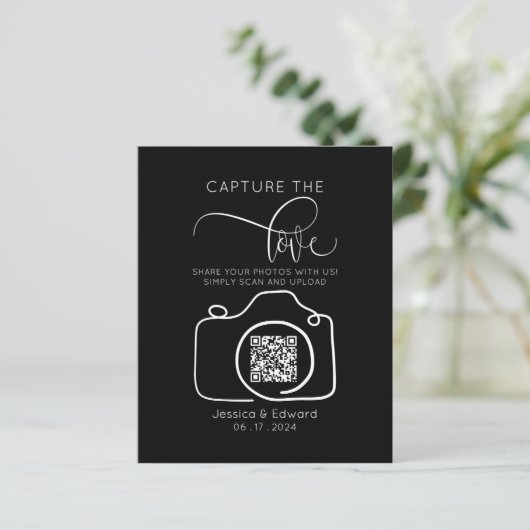 Papier Capturez L'Amour Qr Code Black Chic Mariage modern (Debout devant)