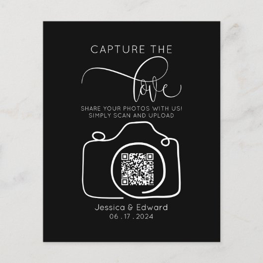 Papier Capturez L'Amour Qr Code Black Chic Mariage modern (Devant)