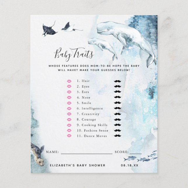 Papier Caractères de Bébé | Jeu de Baby Shower (Devant)