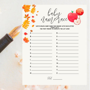 Papier Caramel Apple Red Baby shower Nom de course Jeu