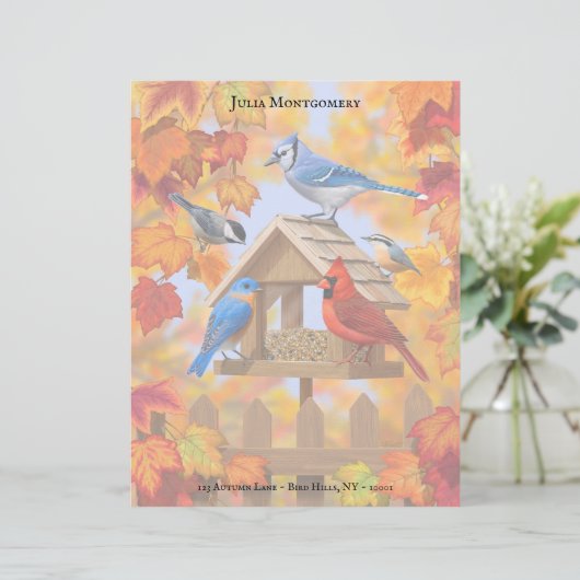 Papier Cardinal Jay Cardinal Bluebird Automne Oiseau nour (Debout devant)