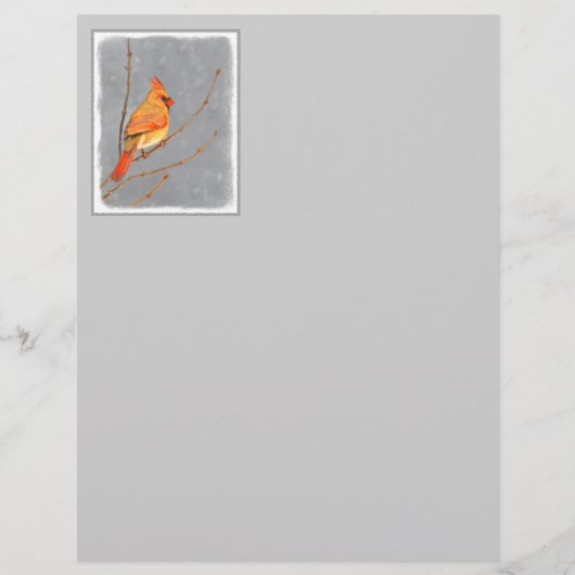 Papier Cardinal sur branche - Art original d'oiseau (Devant)