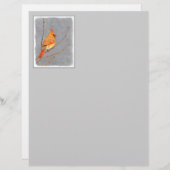 Papier Cardinal sur branche - Art original d'oiseau (Devant / Derrière)