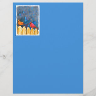 Papier Cardinals on the Fence Painting - Art original