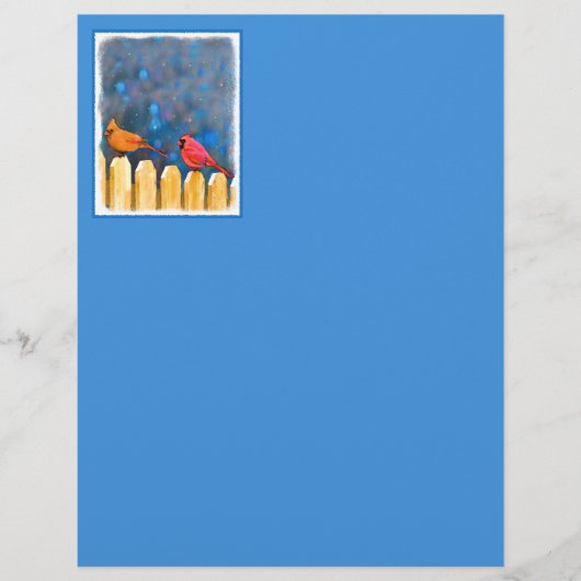 Papier Cardinals on the Fence Painting - Art original (Devant)