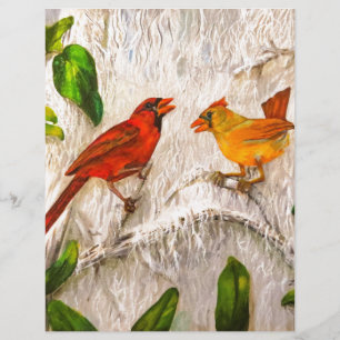 Papier Cardinaux oiseaux Chant d'amour
