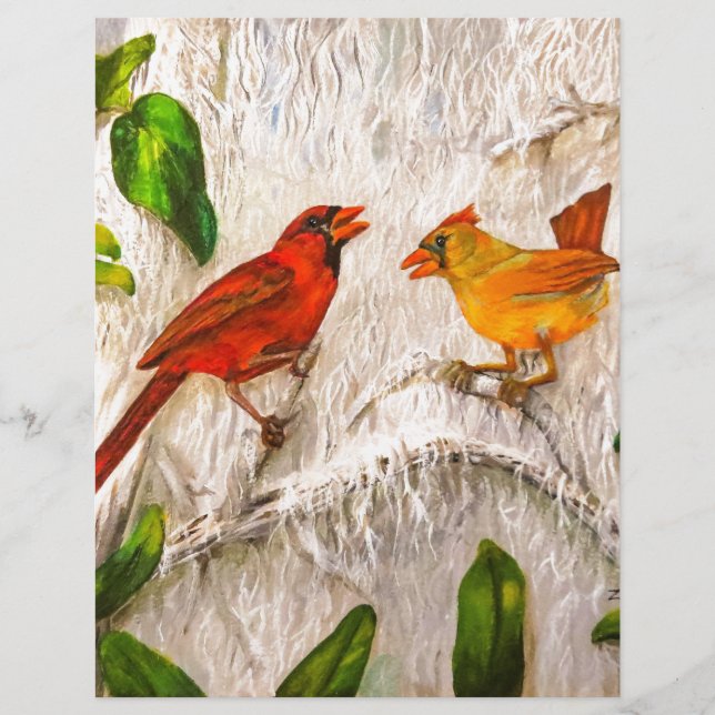 Papier Cardinaux oiseaux Chant d'amour (Devant)