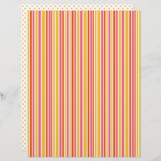 Papier Carnet de Pois, jaune, rose orangé (Devant / Derrière)