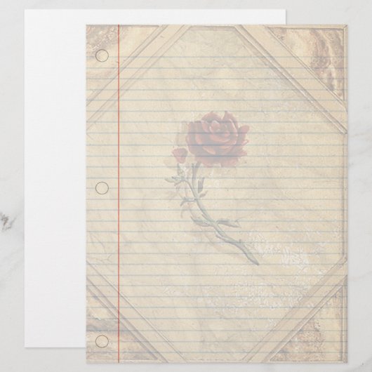 Papier Carnet Vintage Rose (Devant / Derrière)