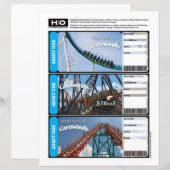 Papier Carowinds Faux billet pour Voyage et Événements (Devant / Derrière)