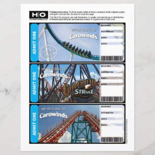 Papier Carowinds Faux billet pour Voyage et Événements