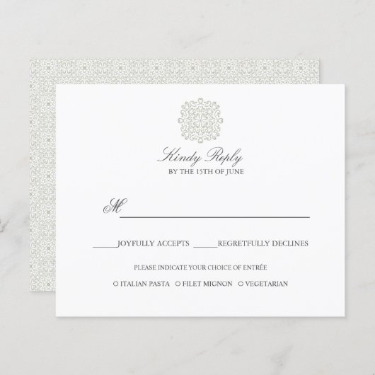 Papier Carreaux chic élégant MARIAGE RÉPONDRE, option de (Devant / Derrière)