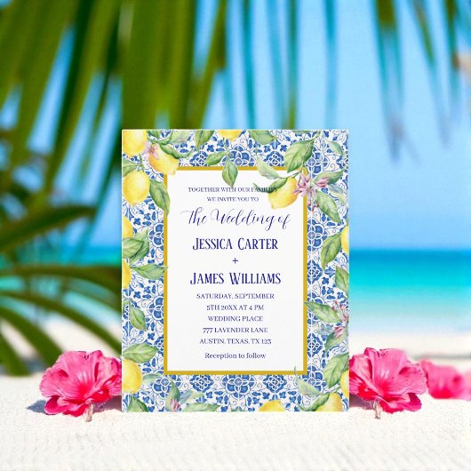 Papier Carreaux portugais Lemons Mariage méditerranéen