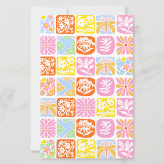 Papier Carrelage floral coloré Botanique Folk Whimsical