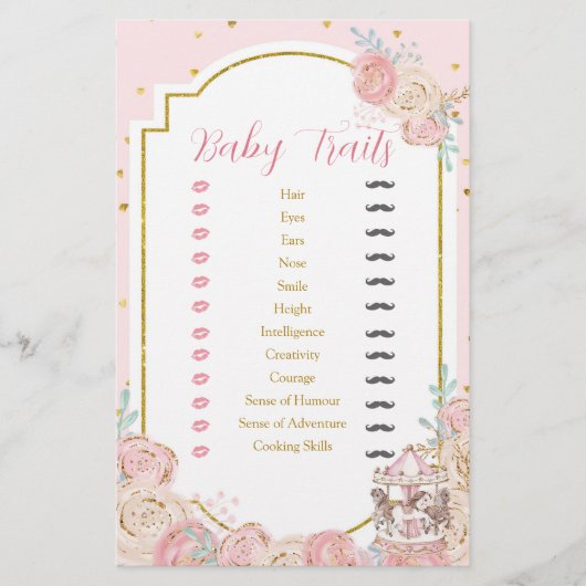 Papier Carrousel magique rose et or (Devant)