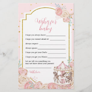 Papier Carrousel magique rose et or pour bébé