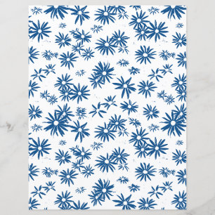 Papier Carstock floral bleu à deux côtés
