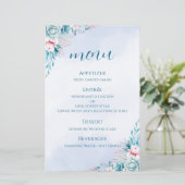 Papier carte+de+programme+de+mariage teal+fleurs+blanches (Debout devant)