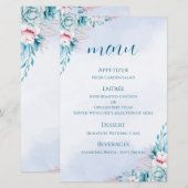 Papier carte+de+programme+de+mariage teal+fleurs+blanches (Devant / Derrière)