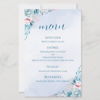 Papier carte+de+programme+de+mariage teal+fleurs+blanches