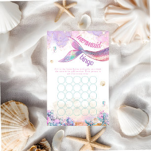 Papier Carton de Bingo Sirène Pastel Fille Sous-Marine