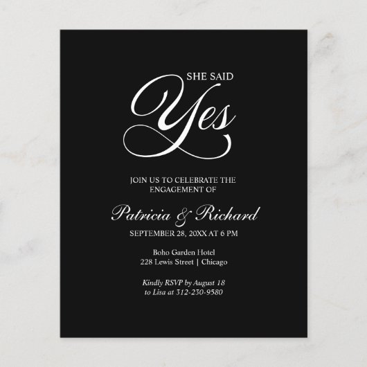 Papier Carton de Invitation de Fiançailles Budget Elle a (Devant)